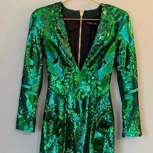 Balmain x H&M Women’s Sequin Green V-neck Size 2